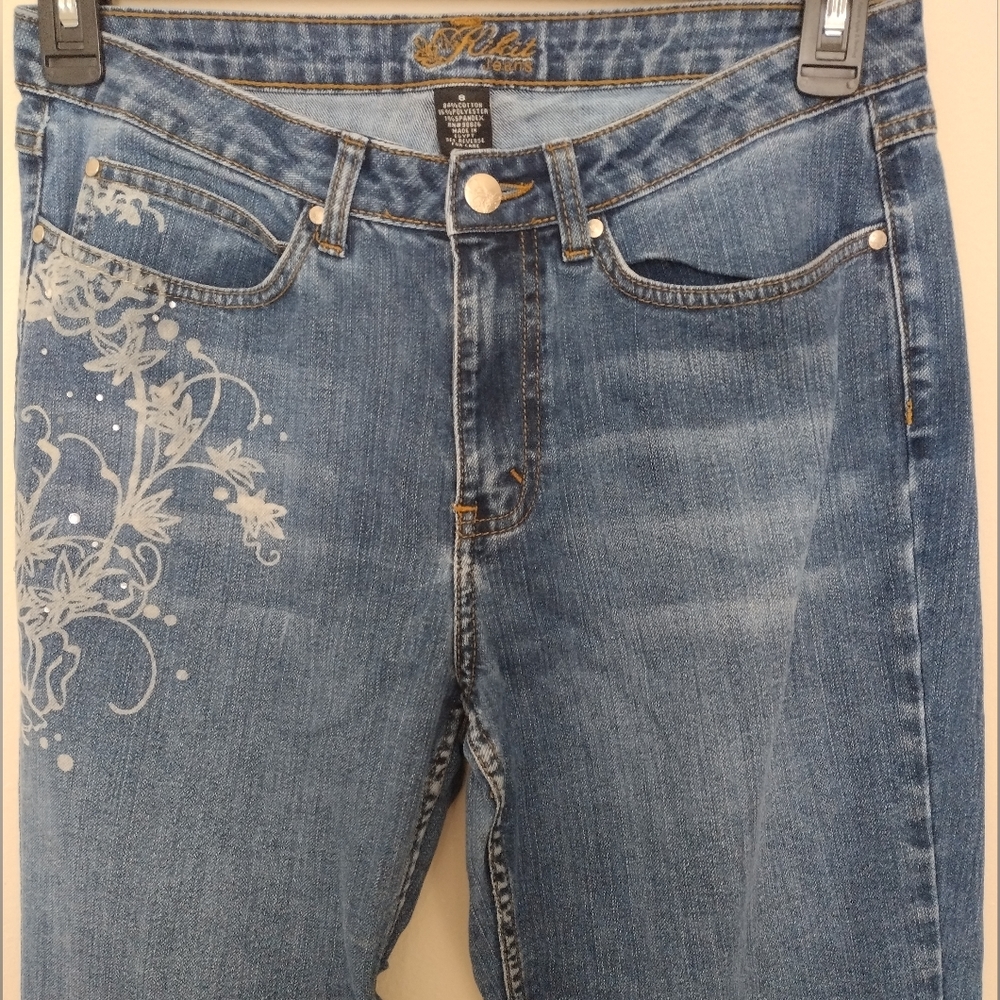 High-waisted embellished flare jeans